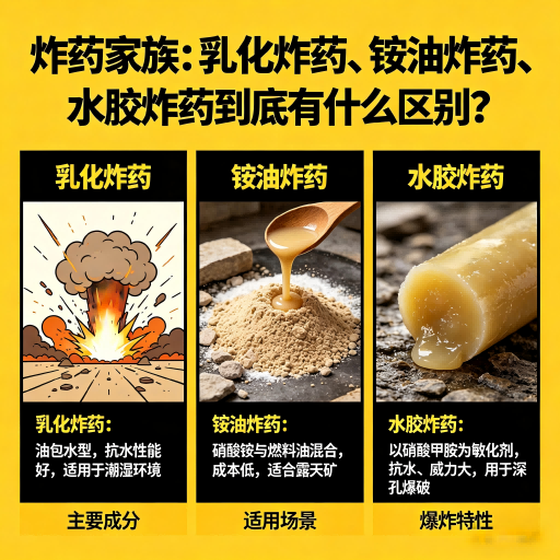 宁晋炸药家族：乳化炸药、铵油炸药、水胶炸药到底有什么区别？